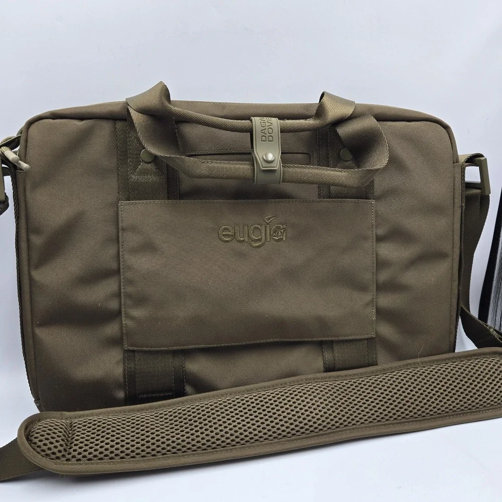 Rare Dagne Dover Designer Berlin Laptop Bag Crossbody Strap Green 2 Laptop 16x11